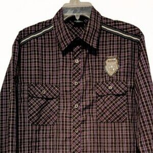 L👔Querea Plaid Casual Button-Down Shirt with Badge